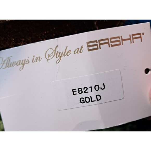 NWT Sasha New York Gold Glitter Silver Rhinestone Envelope Clutch Evening Purse - Picture 11 of 13